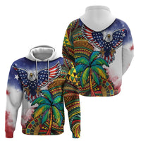 Caribbean American Together Hoodie USA Flag Eagle and Coloful Palm Tree - Wonder Print Shop
