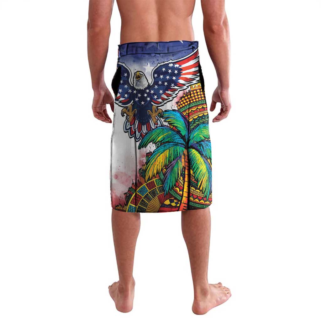 Caribbean American Together Lavalava USA Flag Eagle and Coloful Palm Tree - Wonder Print Shop