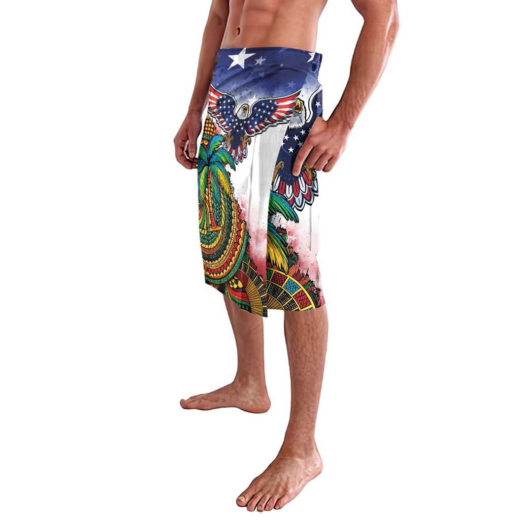 Caribbean American Together Lavalava USA Flag Eagle and Coloful Palm Tree - Wonder Print Shop