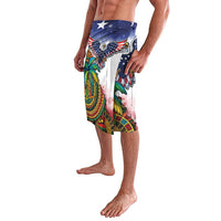 Caribbean American Together Lavalava USA Flag Eagle and Coloful Palm Tree - Wonder Print Shop