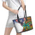 Caribbean American Together Leather Tote Bag USA Flag Eagle and Coloful Palm Tree - Wonder Print Shop