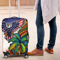 Caribbean American Together Luggage Cover USA Flag Eagle and Coloful Palm Tree - Wonder Print Shop