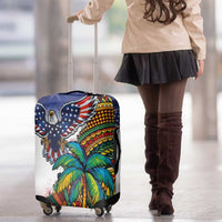 Caribbean American Together Luggage Cover USA Flag Eagle and Coloful Palm Tree - Wonder Print Shop