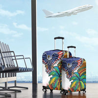 Caribbean American Together Luggage Cover USA Flag Eagle and Coloful Palm Tree - Wonder Print Shop