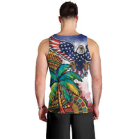 Caribbean American Together Men Tank Top USA Flag Eagle and Coloful Palm Tree - Wonder Print Shop