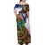Caribbean American Together Off Shoulder Maxi Dress USA Flag Eagle and Coloful Palm Tree - Wonder Print Shop