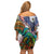 Caribbean American Together Off Shoulder Short Dress USA Flag Eagle and Coloful Palm Tree - Wonder Print Shop