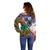 Caribbean American Together Off Shoulder Sweater USA Flag Eagle and Coloful Palm Tree - Wonder Print Shop