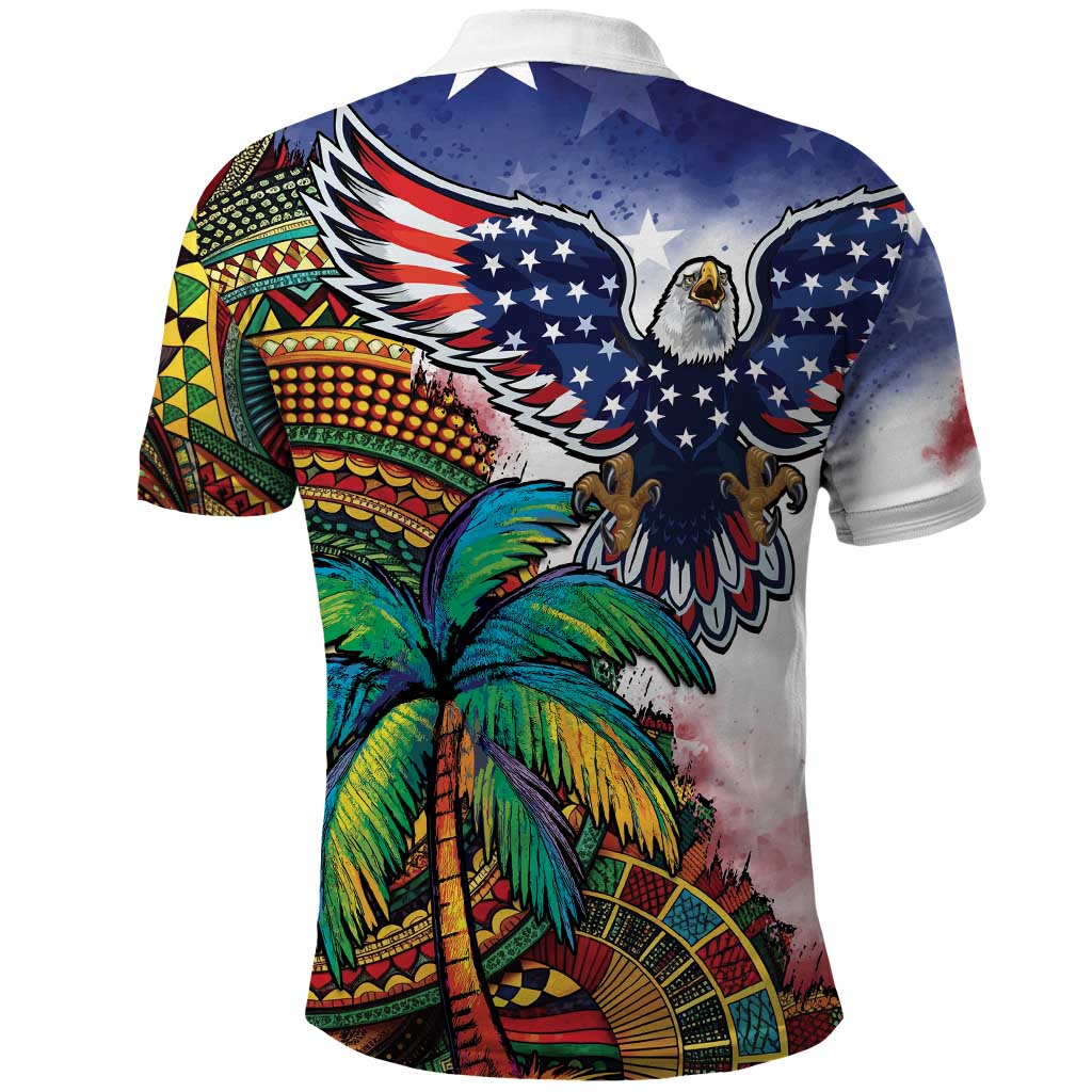 Caribbean American Together Polo Shirt USA Flag Eagle and Coloful Palm Tree - Wonder Print Shop