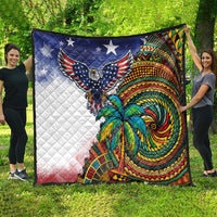 Caribbean American Together Quilt USA Flag Eagle and Coloful Palm Tree - Wonder Print Shop