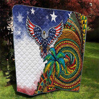 Caribbean American Together Quilt USA Flag Eagle and Coloful Palm Tree - Wonder Print Shop