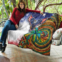 Caribbean American Together Quilt USA Flag Eagle and Coloful Palm Tree - Wonder Print Shop