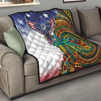 Caribbean American Together Quilt USA Flag Eagle and Coloful Palm Tree - Wonder Print Shop