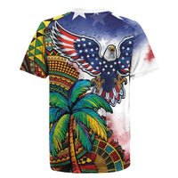 Caribbean American Together Rugby Jersey USA Flag Eagle and Coloful Palm Tree - Wonder Print Shop