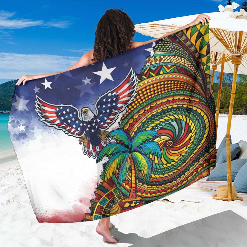Caribbean American Together Sarong USA Flag Eagle and Coloful Palm Tree - Wonder Print Shop