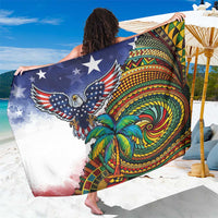 Caribbean American Together Sarong USA Flag Eagle and Coloful Palm Tree - Wonder Print Shop