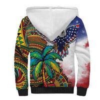 Caribbean American Together Sherpa Hoodie USA Flag Eagle and Coloful Palm Tree - Wonder Print Shop