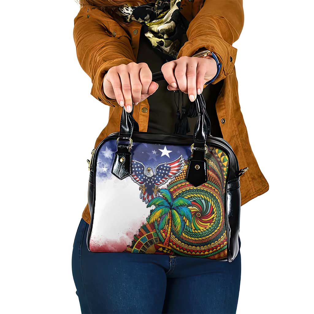 Caribbean American Together Shoulder Handbag USA Flag Eagle and Coloful Palm Tree - Wonder Print Shop