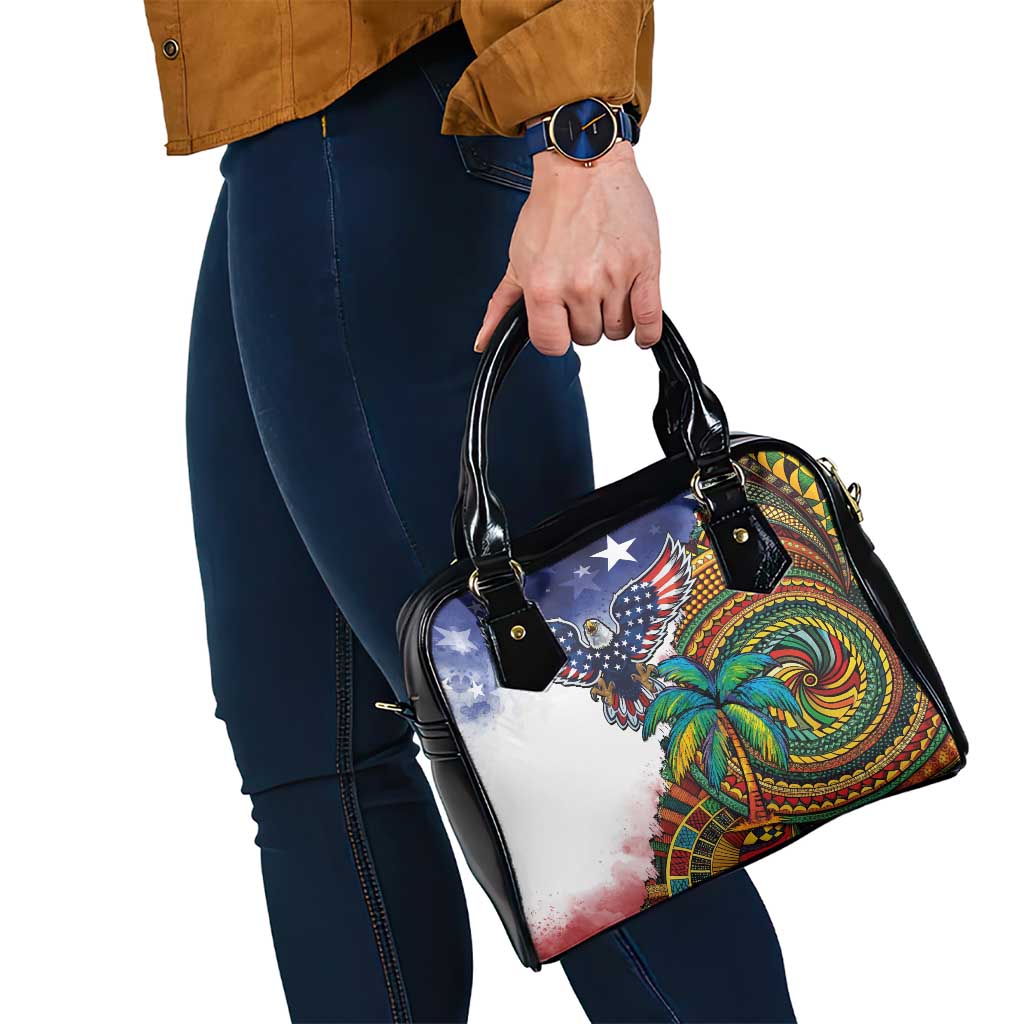 Caribbean American Together Shoulder Handbag USA Flag Eagle and Coloful Palm Tree - Wonder Print Shop