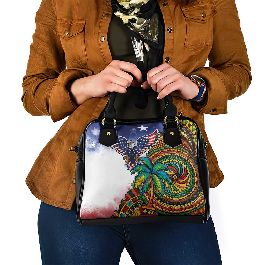 Caribbean American Together Shoulder Handbag USA Flag Eagle and Coloful Palm Tree - Wonder Print Shop