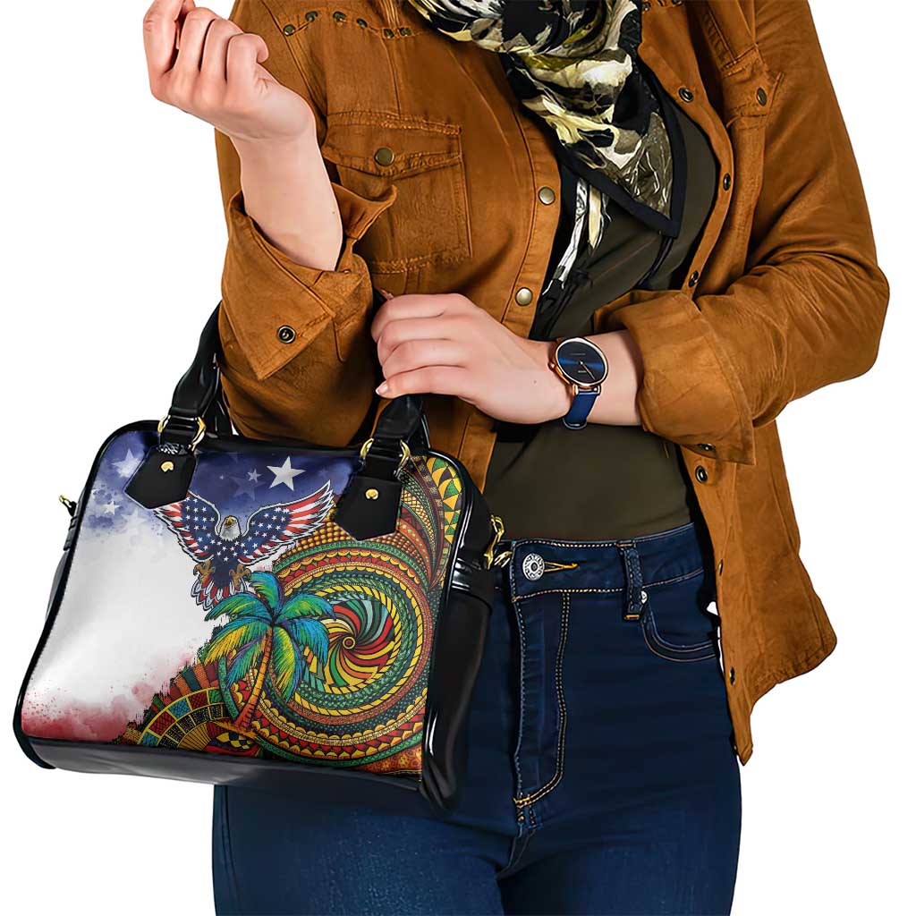 Caribbean American Together Shoulder Handbag USA Flag Eagle and Coloful Palm Tree - Wonder Print Shop