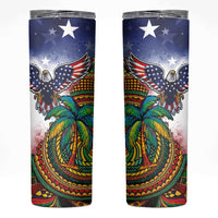 Caribbean American Together Skinny Tumbler USA Flag Eagle and Coloful Palm Tree - Wonder Print Shop