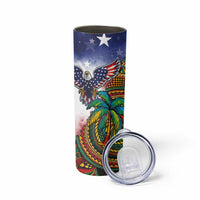 Caribbean American Together Skinny Tumbler USA Flag Eagle and Coloful Palm Tree - Wonder Print Shop