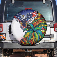 Caribbean American Together Spare Tire Cover USA Flag Eagle and Coloful Palm Tree - Wonder Print Shop