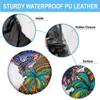 Caribbean American Together Spare Tire Cover USA Flag Eagle and Coloful Palm Tree - Wonder Print Shop