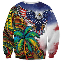 Caribbean American Together Sweatshirt USA Flag Eagle and Coloful Palm Tree - Wonder Print Shop