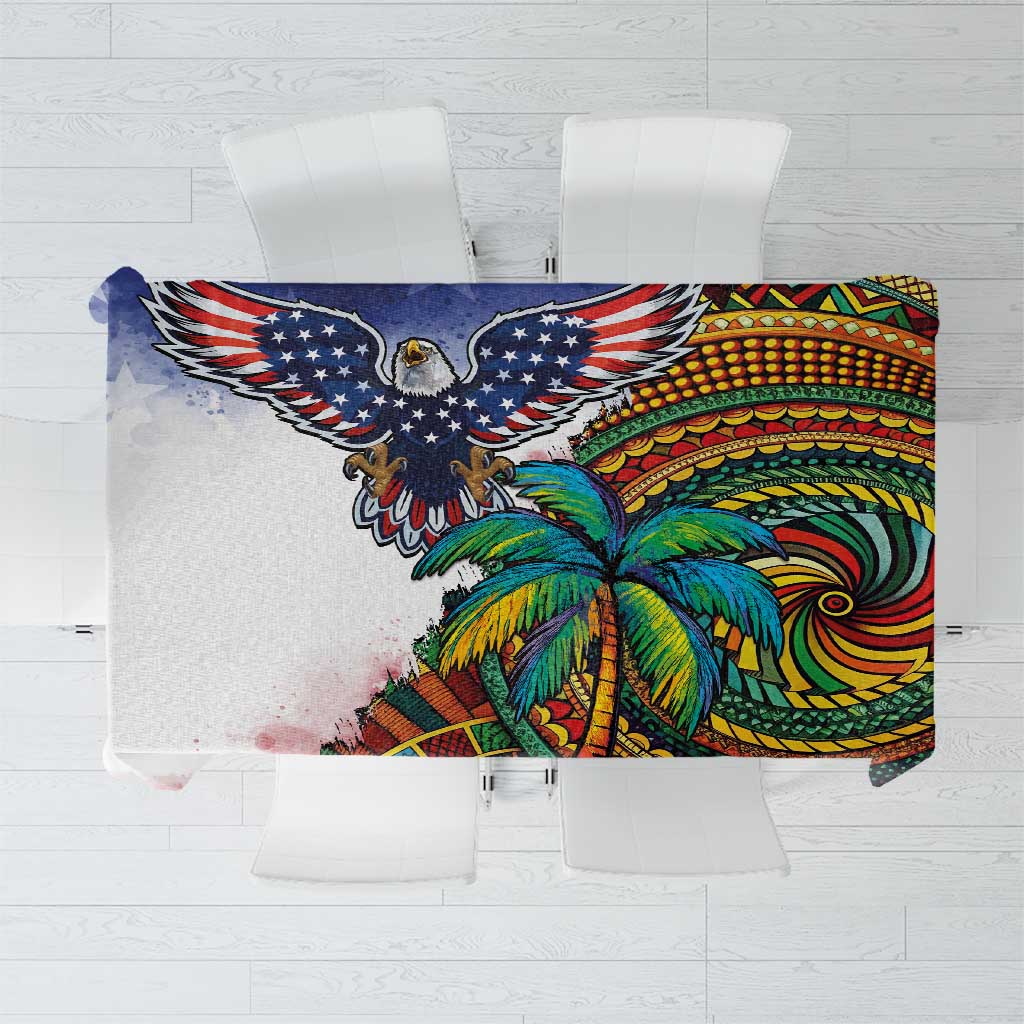 Caribbean American Together Tablecloth USA Flag Eagle and Coloful Palm Tree - Wonder Print Shop