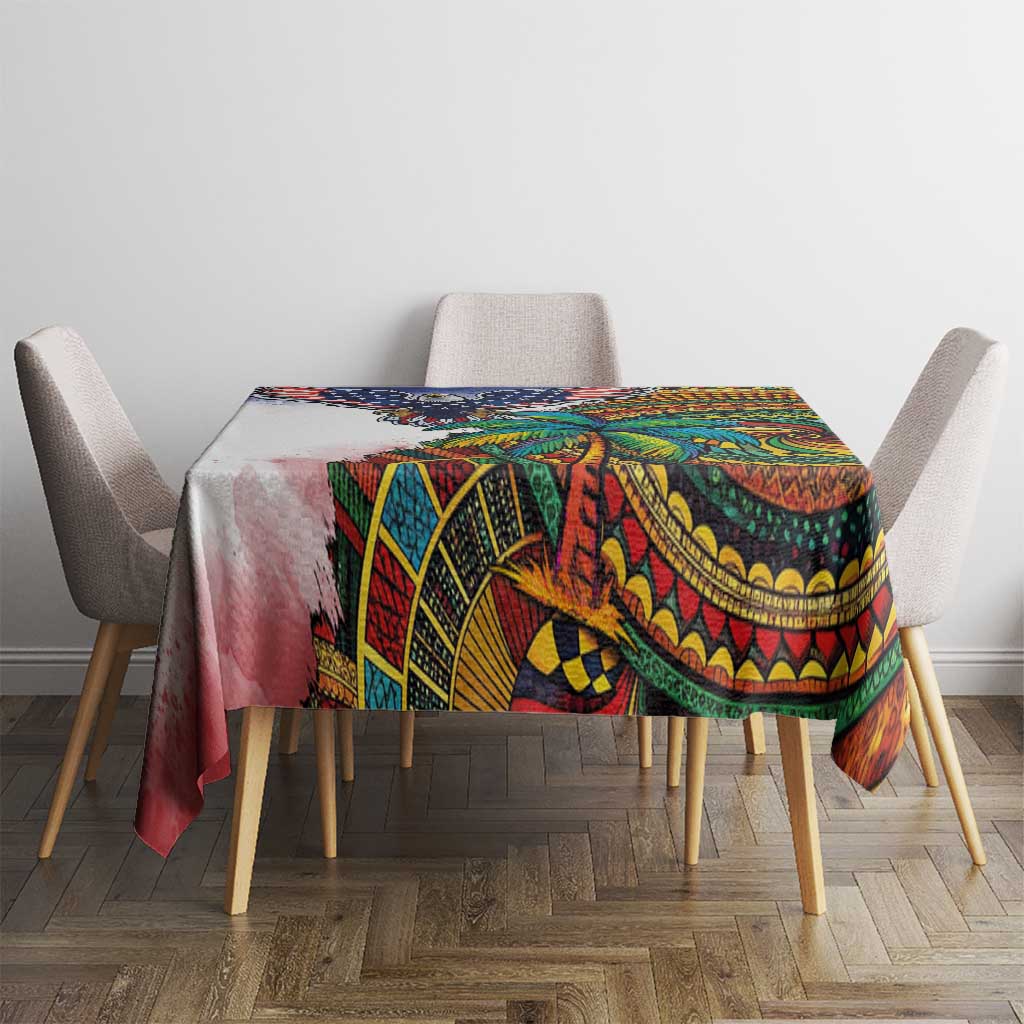 Caribbean American Together Tablecloth USA Flag Eagle and Coloful Palm Tree - Wonder Print Shop