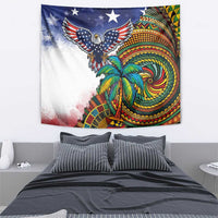Caribbean American Together Tapestry USA Flag Eagle and Coloful Palm Tree - Wonder Print Shop