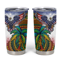 Caribbean American Together Tumbler Cup USA Flag Eagle and Coloful Palm Tree - Wonder Print Shop