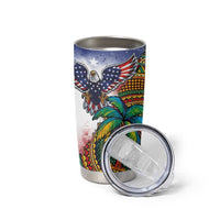 Caribbean American Together Tumbler Cup USA Flag Eagle and Coloful Palm Tree - Wonder Print Shop