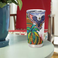 Caribbean American Together Tumbler Cup USA Flag Eagle and Coloful Palm Tree - Wonder Print Shop