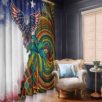 Caribbean American Together Window Curtain USA Flag Eagle and Coloful Palm Tree - Wonder Print Shop