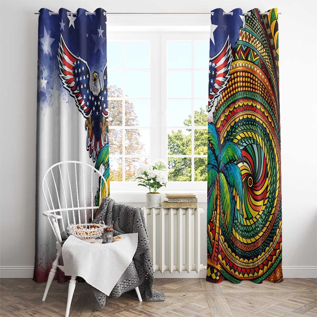 Caribbean American Together Window Curtain USA Flag Eagle and Coloful Palm Tree - Wonder Print Shop