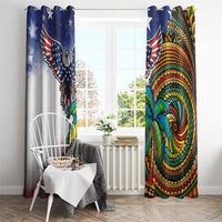 Caribbean American Together Window Curtain USA Flag Eagle and Coloful Palm Tree - Wonder Print Shop