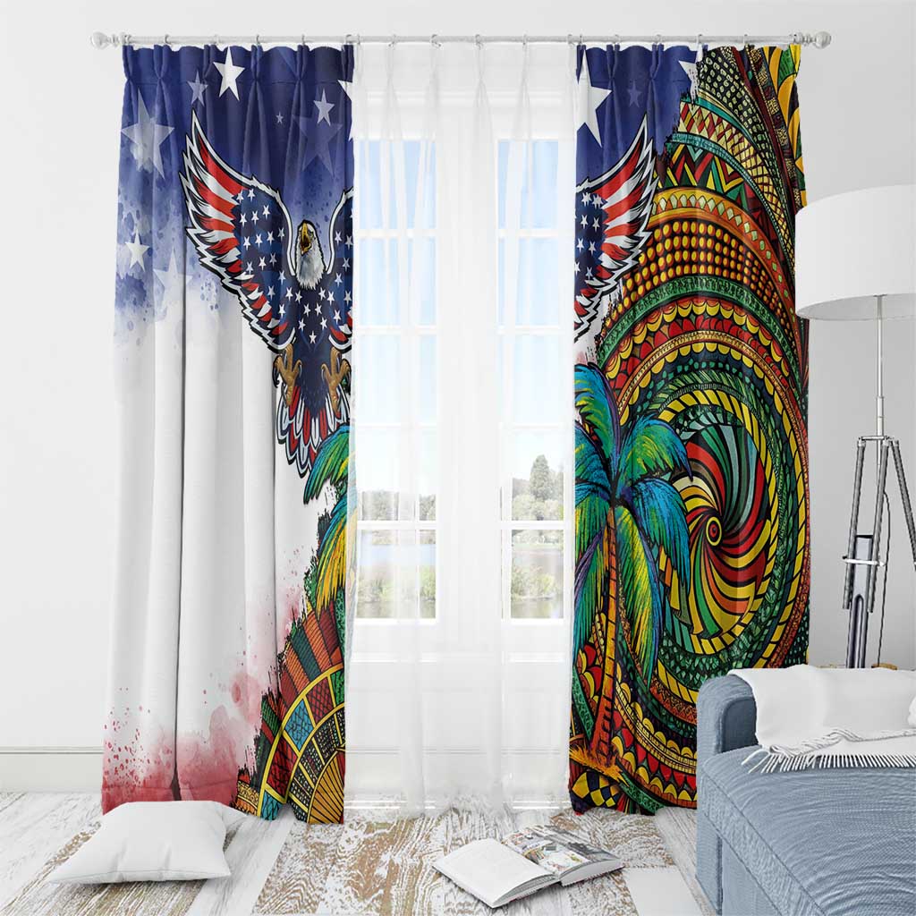 Caribbean American Together Window Curtain USA Flag Eagle and Coloful Palm Tree - Wonder Print Shop