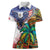 Caribbean American Together Women Polo Shirt USA Flag Eagle and Coloful Palm Tree - Wonder Print Shop