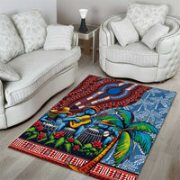 Afro-Caribbean Area Rug African Dashiki Style with Caribbean Music with Blue Iguanas - Wonder Print Shop