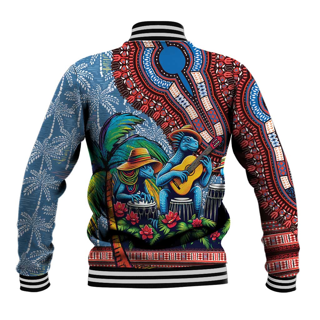Afro-Caribbean Baseball Jacket African Dashiki Style with Caribbean Music with Blue Iguanas - Wonder Print Shop