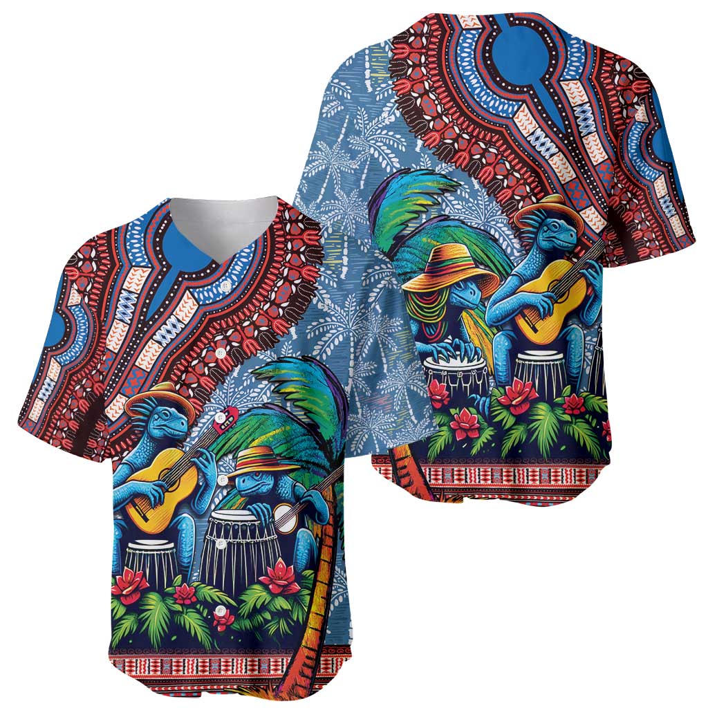 Afro-Caribbean Baseball Jersey African Dashiki Style with Caribbean Music with Blue Iguanas - Wonder Print Shop
