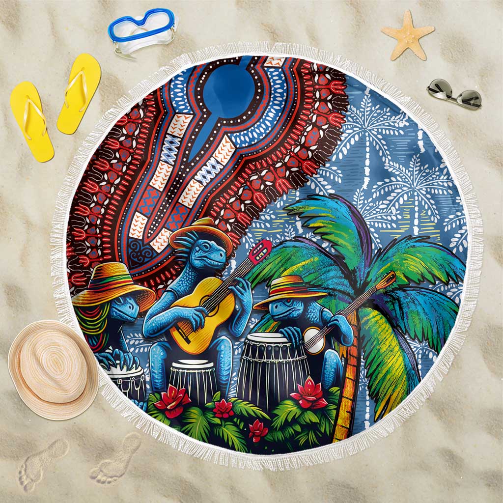 Afro-Caribbean Beach Blanket African Dashiki Style with Caribbean Music with Blue Iguanas - Wonder Print Shop