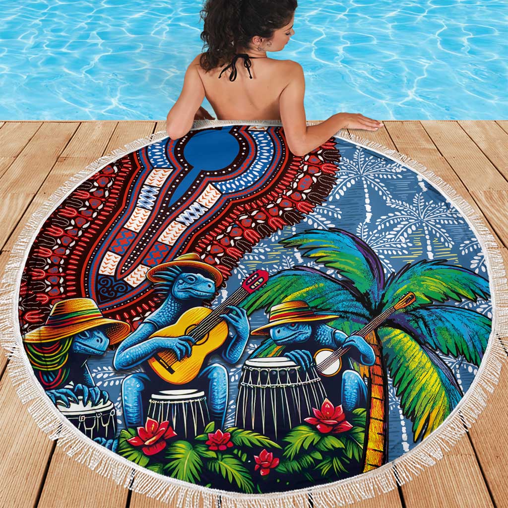 Afro-Caribbean Beach Blanket African Dashiki Style with Caribbean Music with Blue Iguanas - Wonder Print Shop