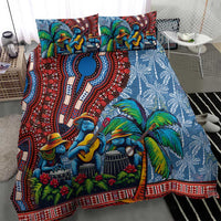 Afro-Caribbean Bedding Set African Dashiki Style with Caribbean Music with Blue Iguanas - Wonder Print Shop