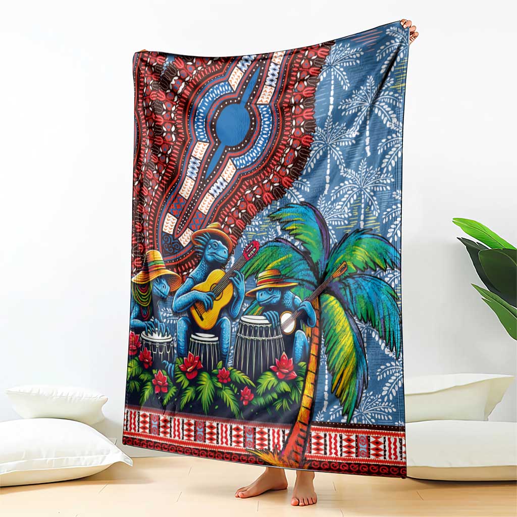 Afro-Caribbean Blanket African Dashiki Style with Caribbean Music with Blue Iguanas - Wonder Print Shop