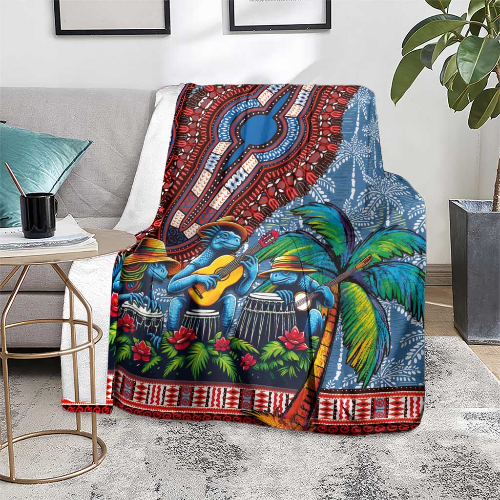 Afro-Caribbean Blanket African Dashiki Style with Caribbean Music with Blue Iguanas - Wonder Print Shop