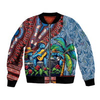 Afro-Caribbean Bomber Jacket African Dashiki Style with Caribbean Music with Blue Iguanas - Wonder Print Shop